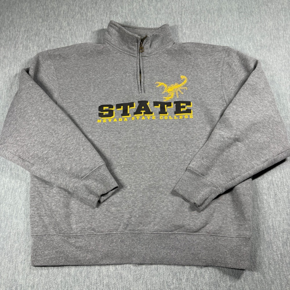 JanSport Sweatshirt Mens XL Gray Nevada State College 1/4 Zip Fleece Pullover